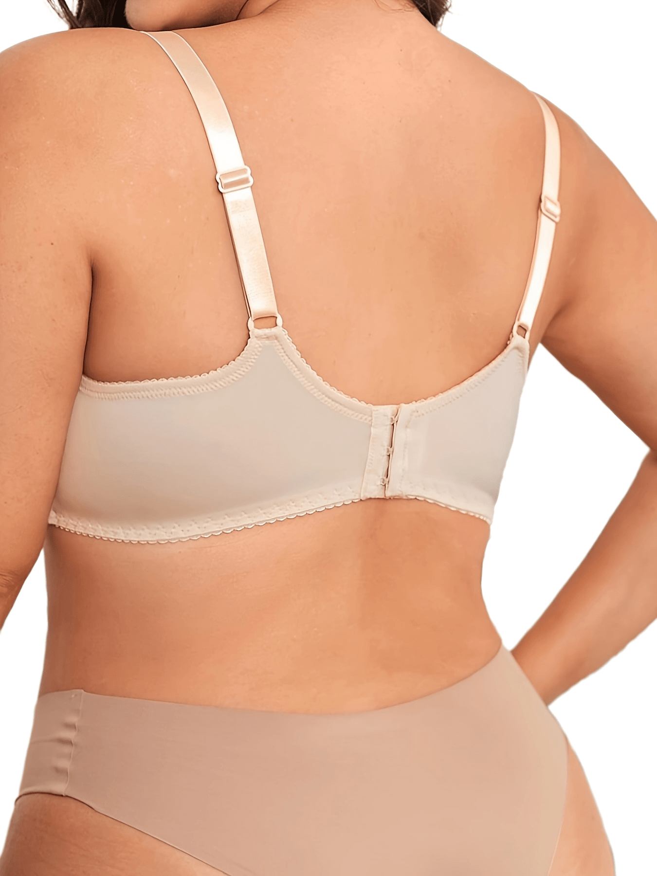 Plus Size Women's Lace Underwire Bra with Wide Straps Non Padded Floral Style