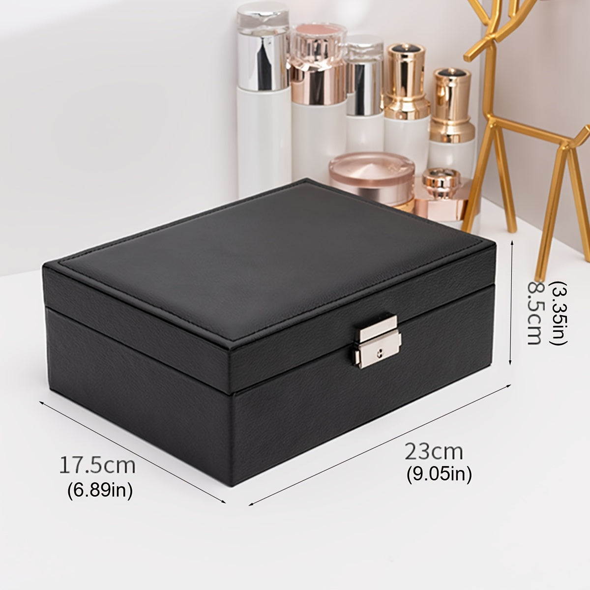 Double Layer Jewelry Box Leather Storage Organizer for Earrings Bracelets Rings Necklaces