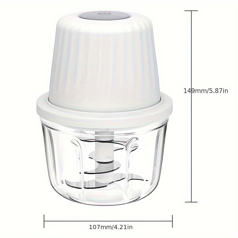 Mini Kitchen Garlic Press Chopper USB Rechargeable Electric Food Processor 3-in-1