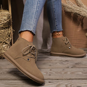 Women's Vintage-Inspired Thick Sole Combat Boots Lace-Up Ankle Brown