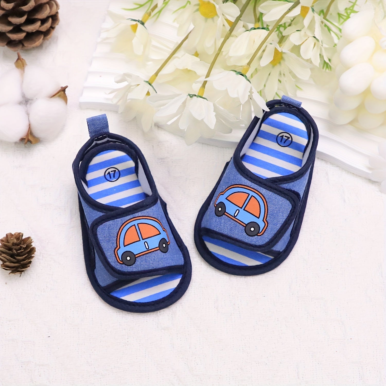Baby Boys Open Toe Canvas Sandals Lightweight Non-slip Shoes for Spring and Summer