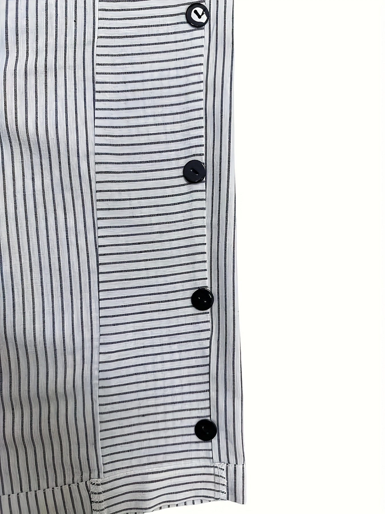 Women's High-Waist Striped Casual Shorts with Pockets Non-Stretch Polyester