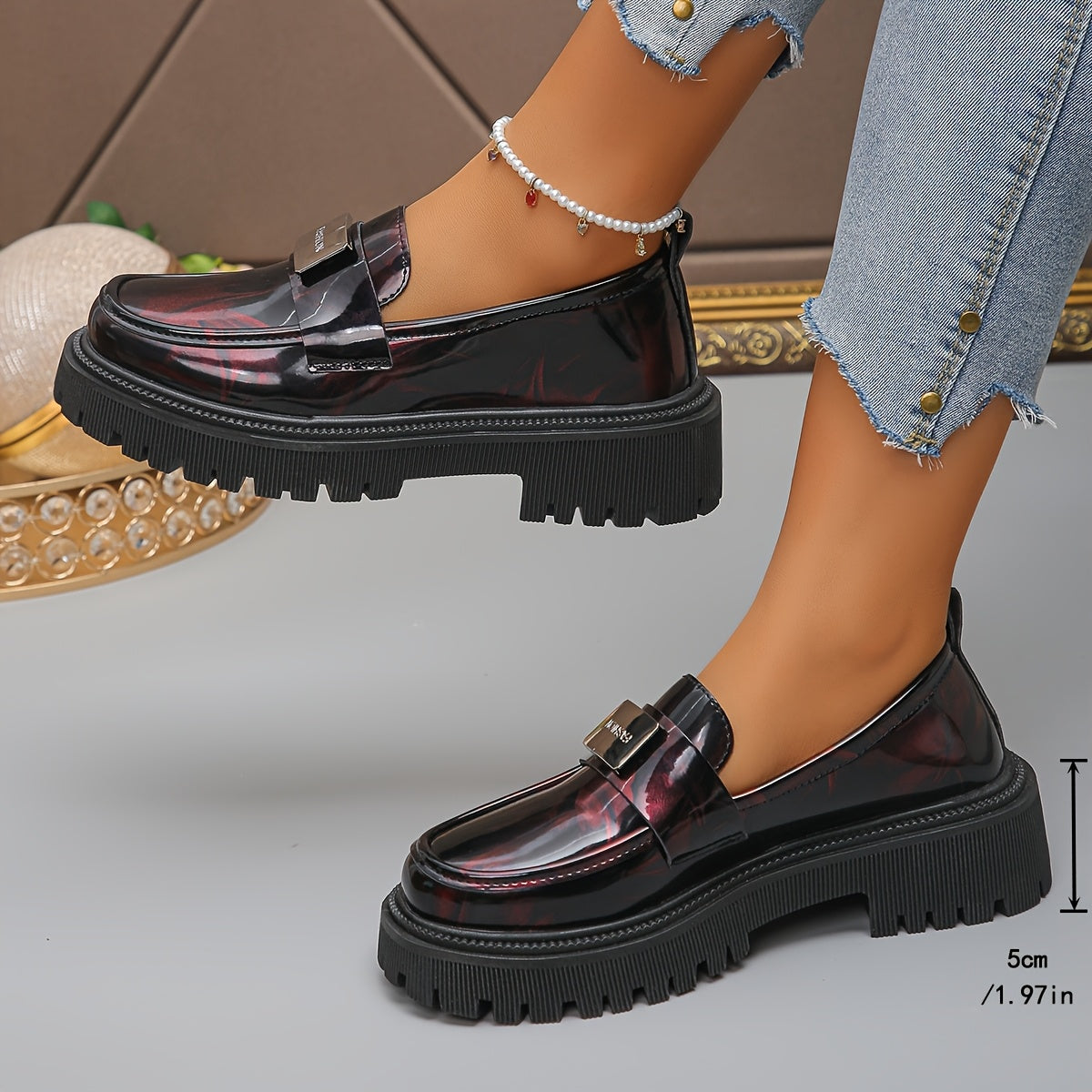 Women's Colorful Loafers Synthetic Heel Slip-On All-Season Comfort