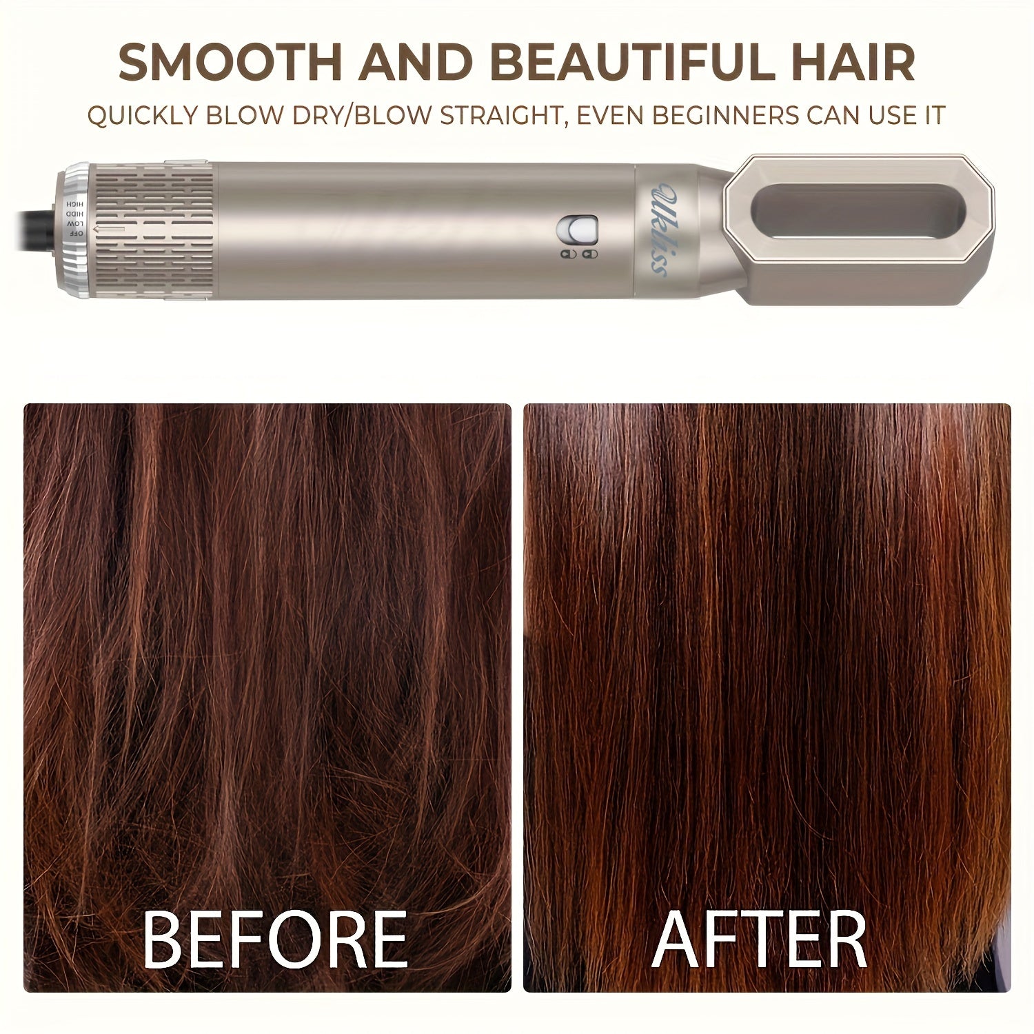 5 в 1 Устройство для укладки волос: фен-щетка 900 Вт с отсоединяемым щипцами для завивки и технологией отрицательных ионов