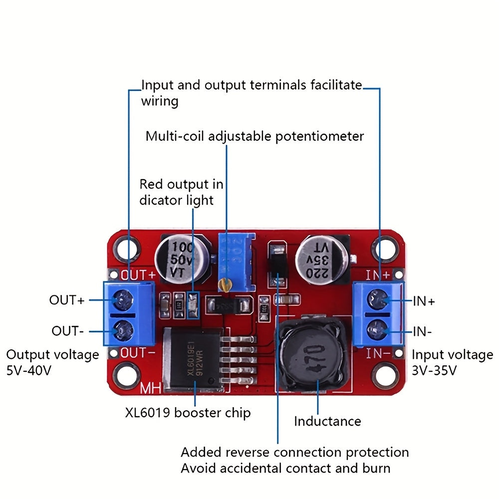 DC-DC Step Up Power Module 3V-35V to 5V-40V 5A Boost Converter XL6019
