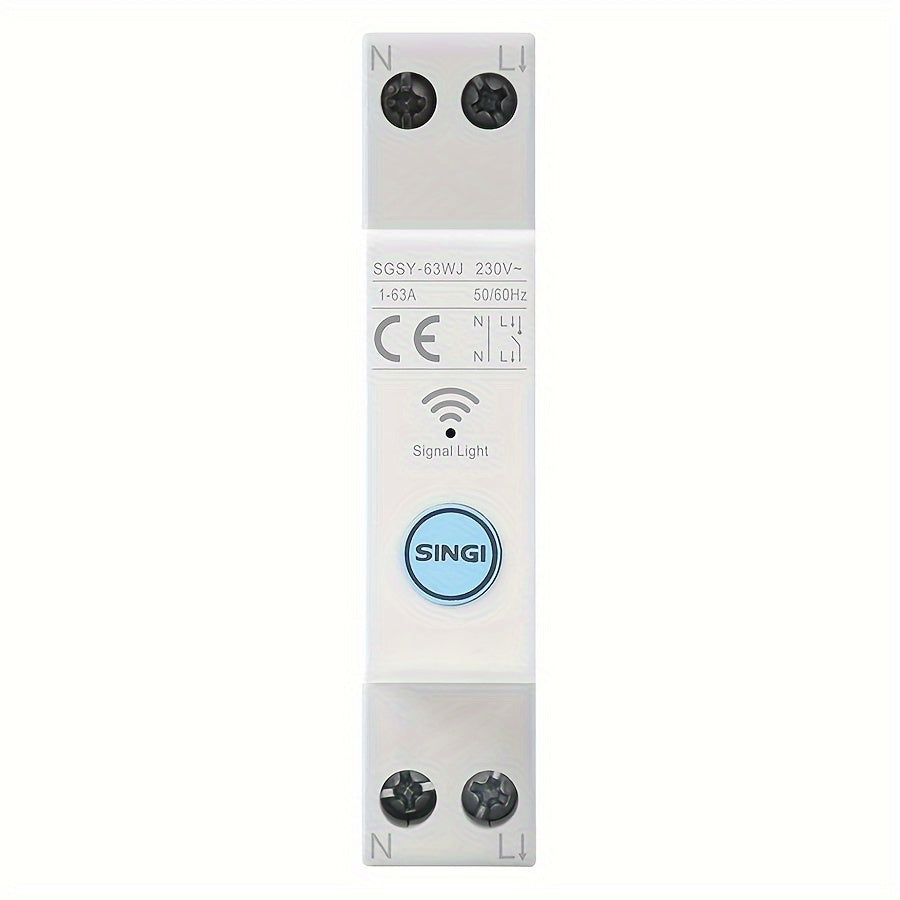 WiFi Smart Circuit Breaker Adjustable 1-63A DIN Rail Wireless Remote Control Metering Home Automation