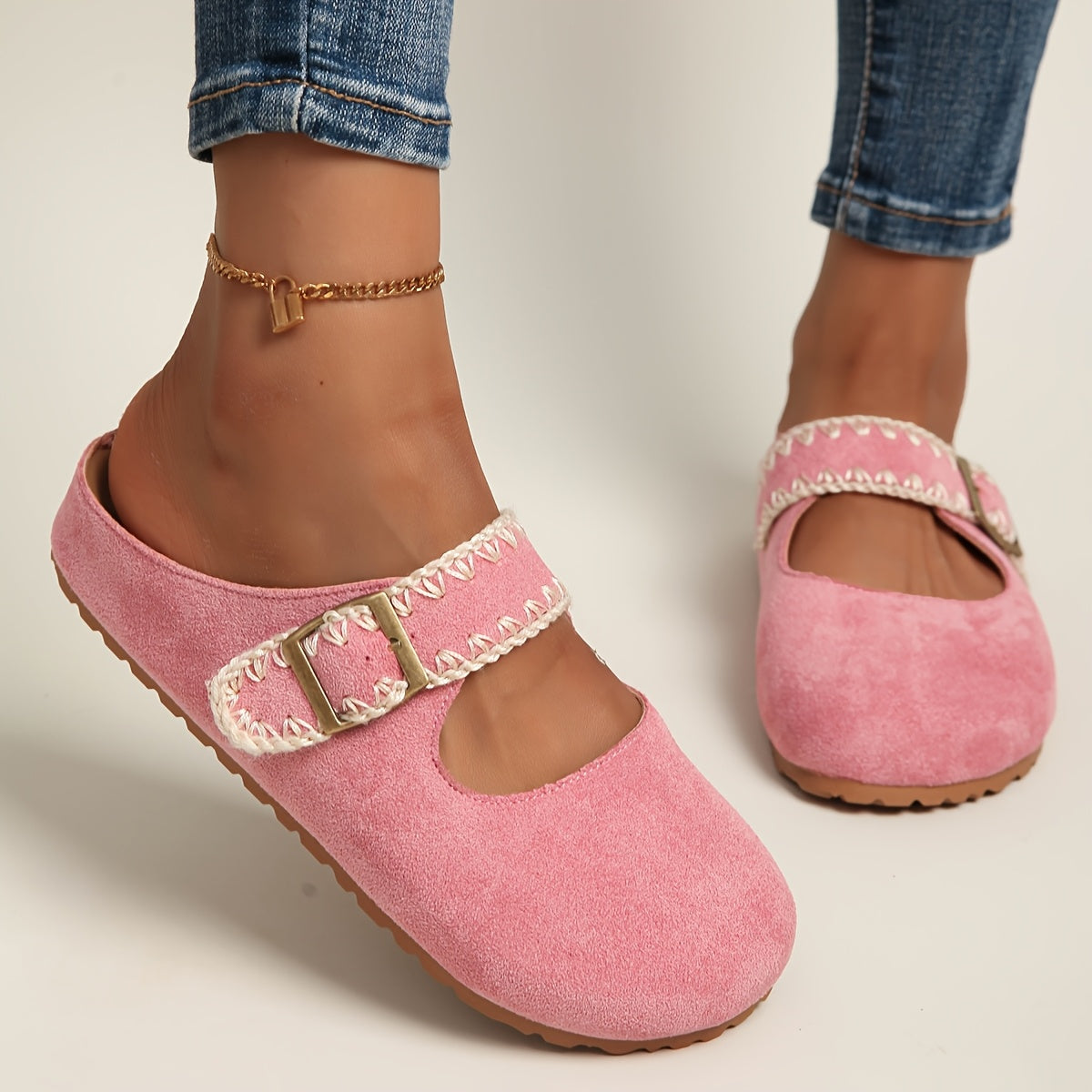 Women's Pink Slip-On Platform Sandals with Cushioned EVA Sole and Bow