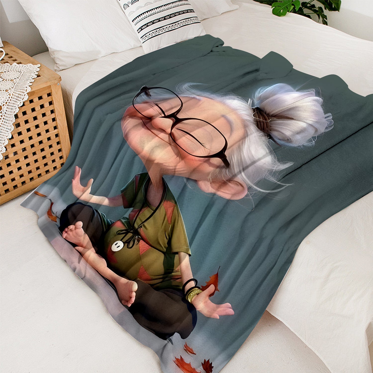 Modern Yoga Throw Blanket Flannel Fleece All-Season Cozy Lightweight Gift