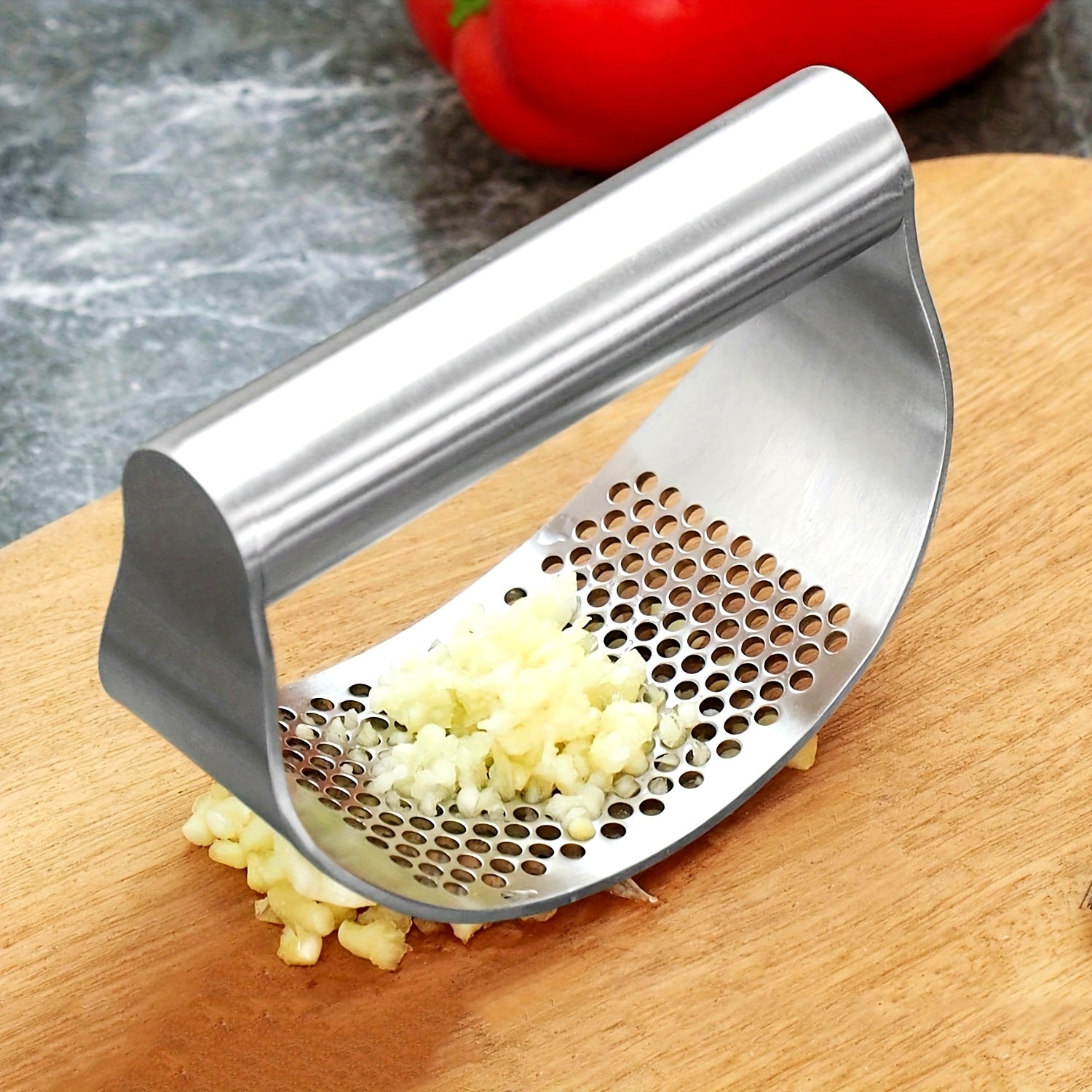 Stainless Steel Garlic Press Rocker Mincer Kitchen Gadget for Crushing