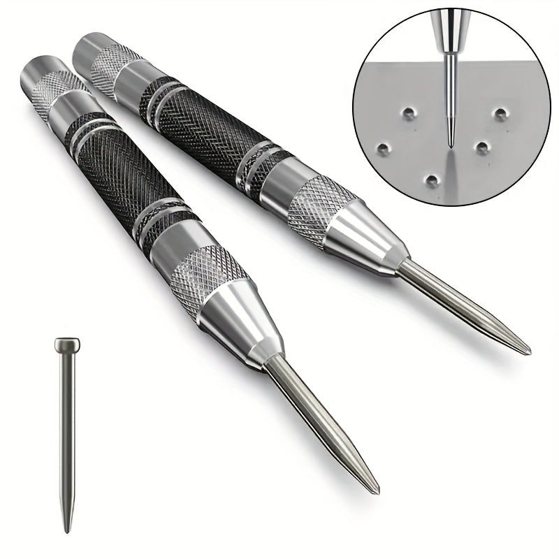 Heavy Duty Steel Automatic Center Punch 12.7cm, Adjustable Tension for Metal Wood Glass Plastic