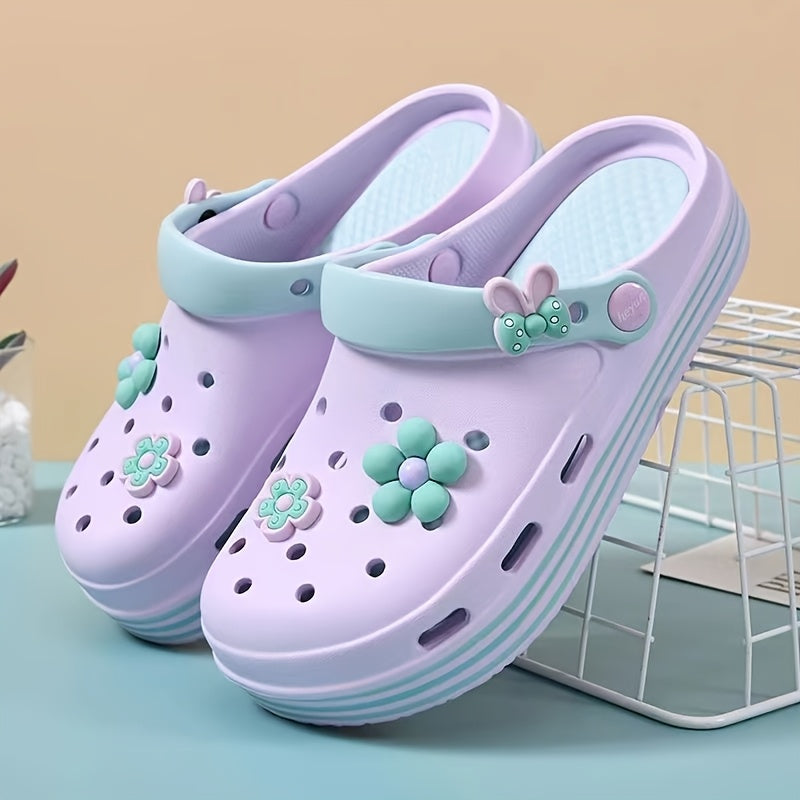 Women's Floral Embellished EVA Slip-On Clogs Breathable Non-Slip Sandals