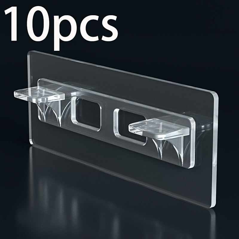 10 Contemporary Plastic Wall Mount Utility Hooks Self-Adhesive for Closets and Showcases