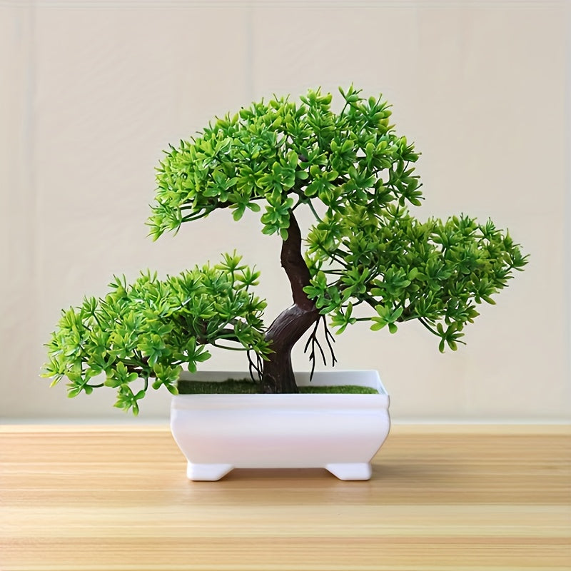 Mini árbol de pino artificial en maceta blanca para decoración de hogar y oficina
