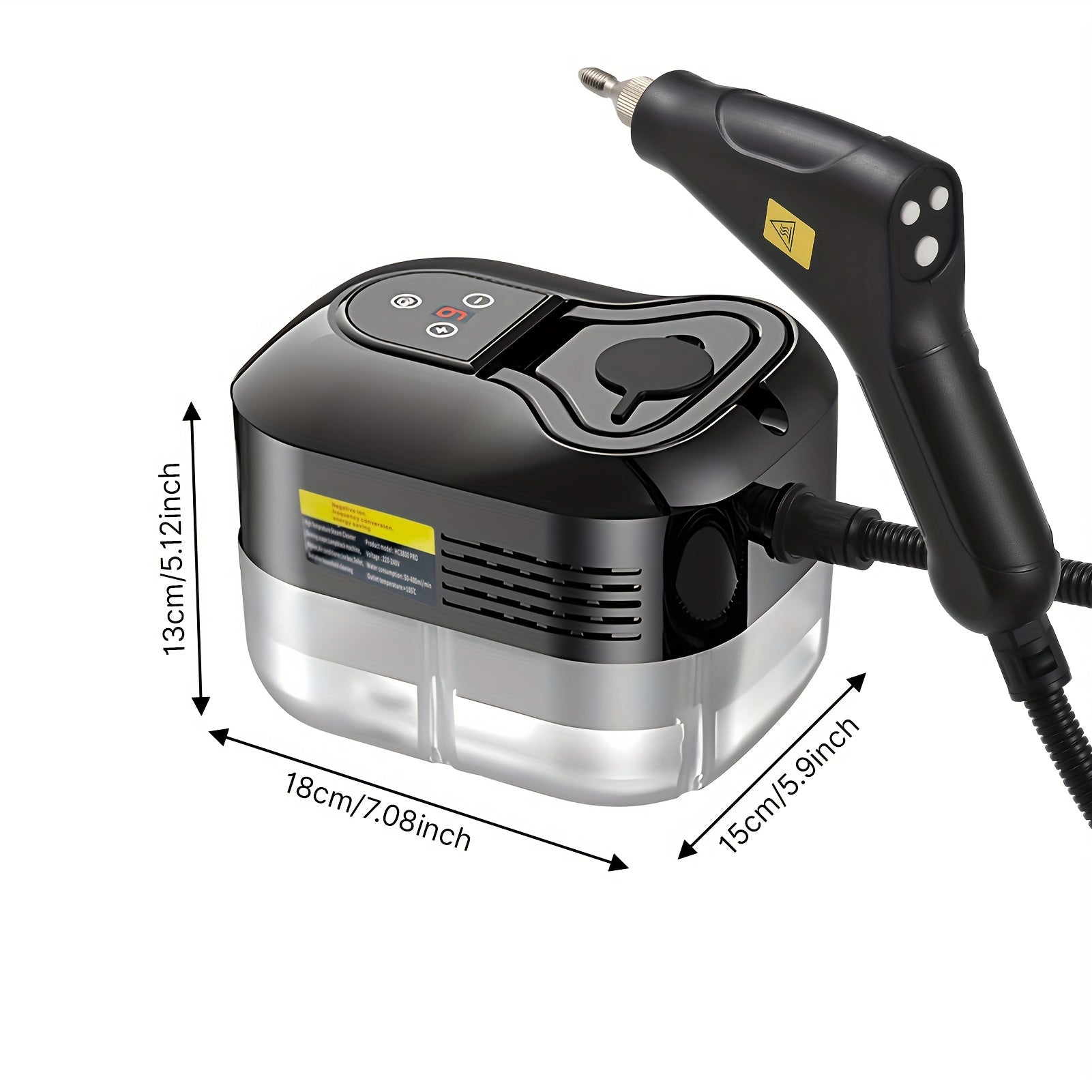 Qo'lga olinadigan bug' tozalagich, 6 ta aksessuar bilan, sensorli ekran, 6 darajali sozlanishi, portativ tutqichli chuqur tozalash bug'lagichi, 1200ml suv tanki - turli yuzalar uchun ideal.