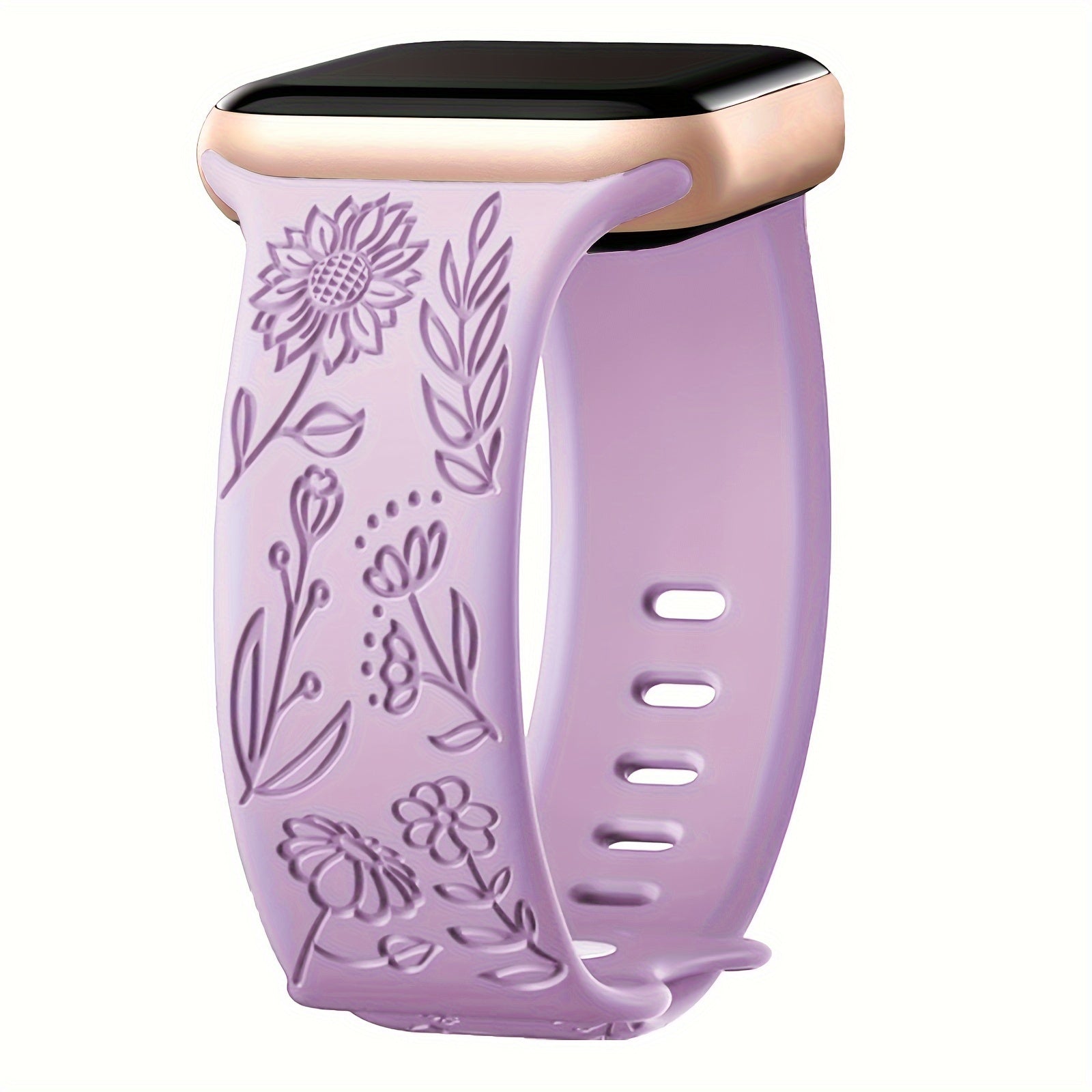 Women's Floral Silicone Apple Watch Band Compatible with Series 1-9 and Ultra