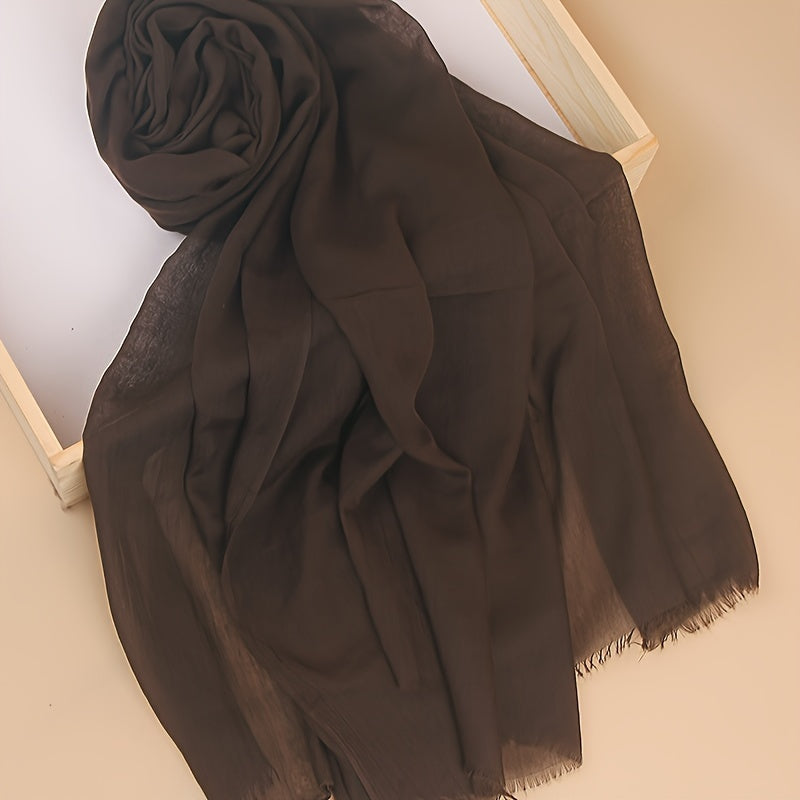 Women's Lightweight Solid Color Scarf Shawl Breathable Soft Polyester Sun Protection