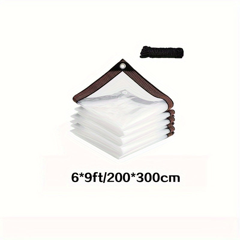 Transparent Waterproof Tarp with Eyelets and Drawstring Closure for Outdoor Use