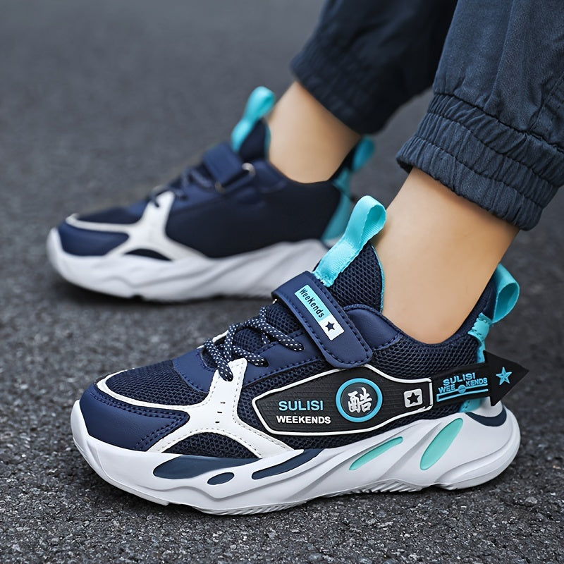 Детские спортивные кроссовки для мальчиков и девочек, дышащие сетчатые повседневные беговые туфли с застежкой-липучкой и подошвой из ЭВА