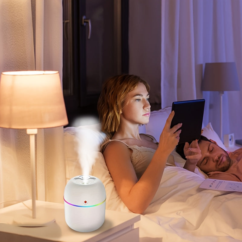 Modern White USB Humidifier for Bedroom and Home with Colorful Accents