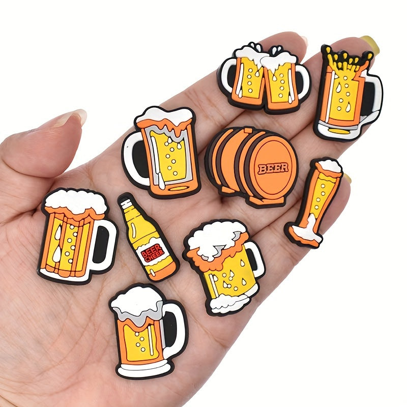 12 Pcs PVC Beer Shoe Charms Wholesale Garden Sandal Shoe Decorations