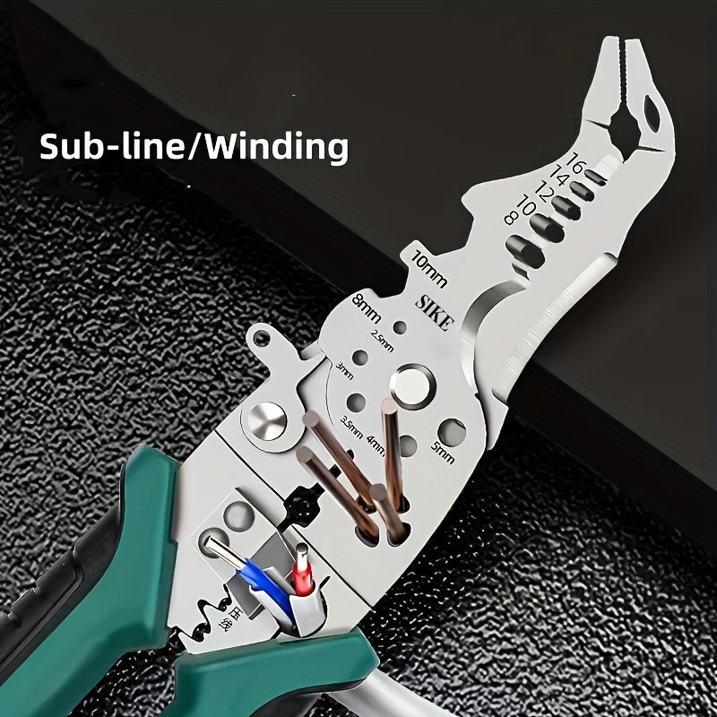 Industrial Grade Wire Stripper Stainless Steel Multi-Function Tool for Cutting Crimping and Stripping Wire