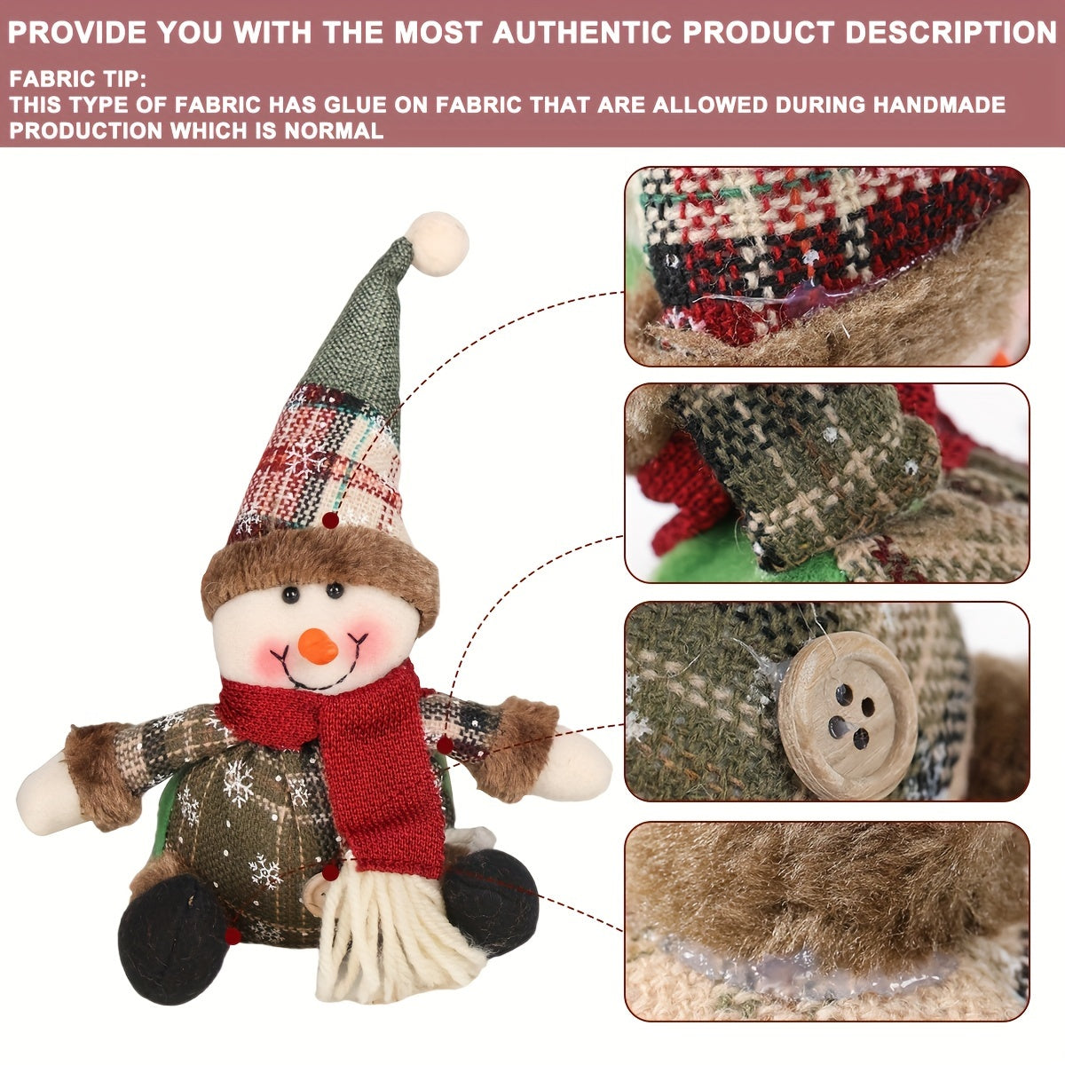 Adorno de peluche de Papá Noel y reno para Navidad, decoración para árbol navideño
