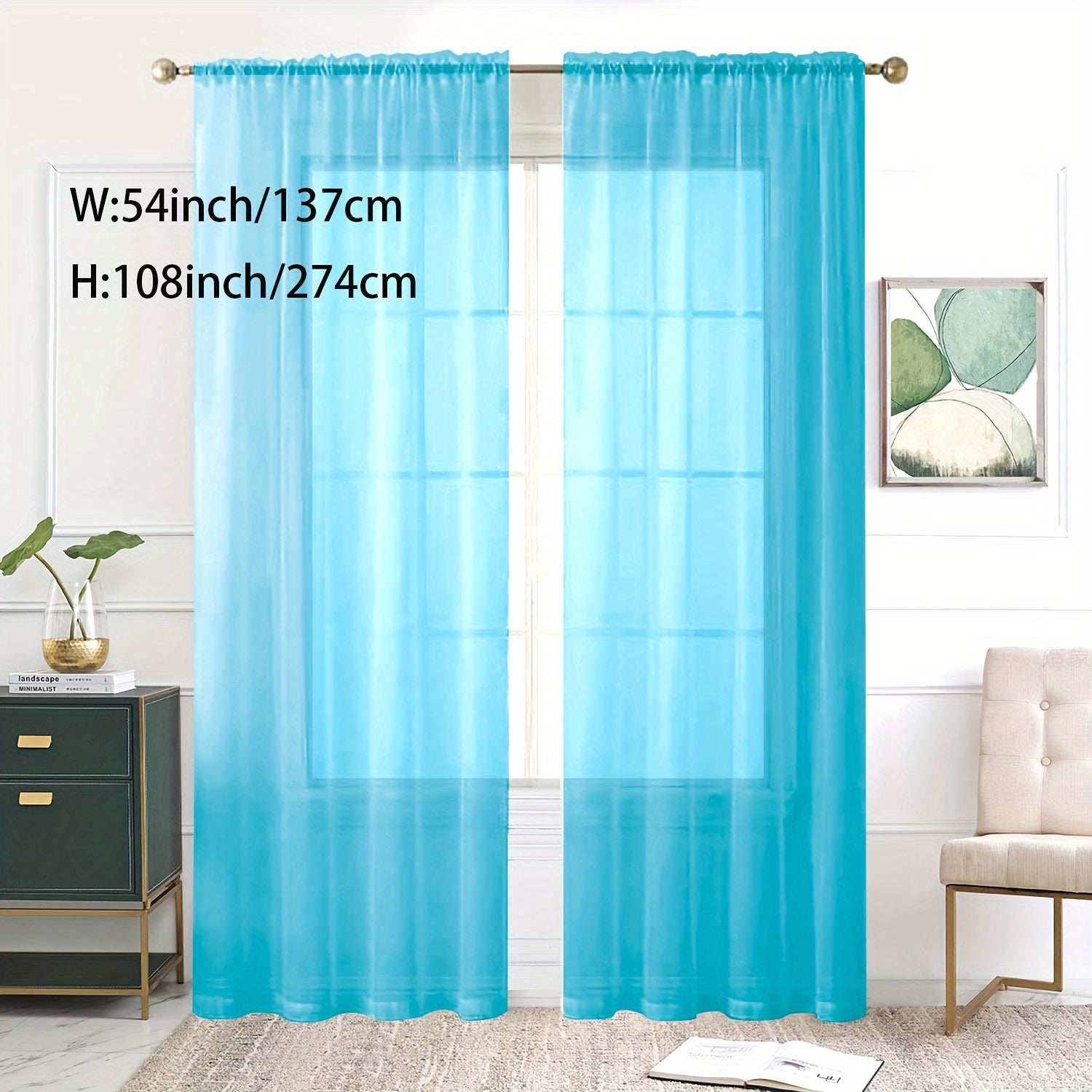 Sheer Curtain Single Panel Light Filtering Privacy Rod Pocket for Living Room Bedroom Kitchen