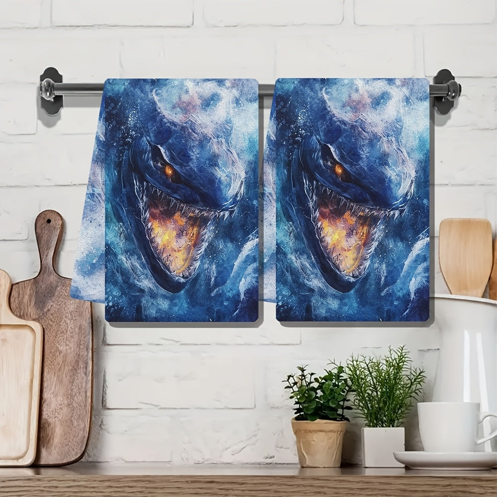 2 ta Ultra Soft oshxona sochiqlari to'plami, Subnautica Leviathan dizayni, singdiruvchi, mashina yuvishga mos, 40.64x60.96 sm