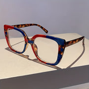 Women’s Cat Eye Computer Glasses with Clear Lenses and Color Block Frame