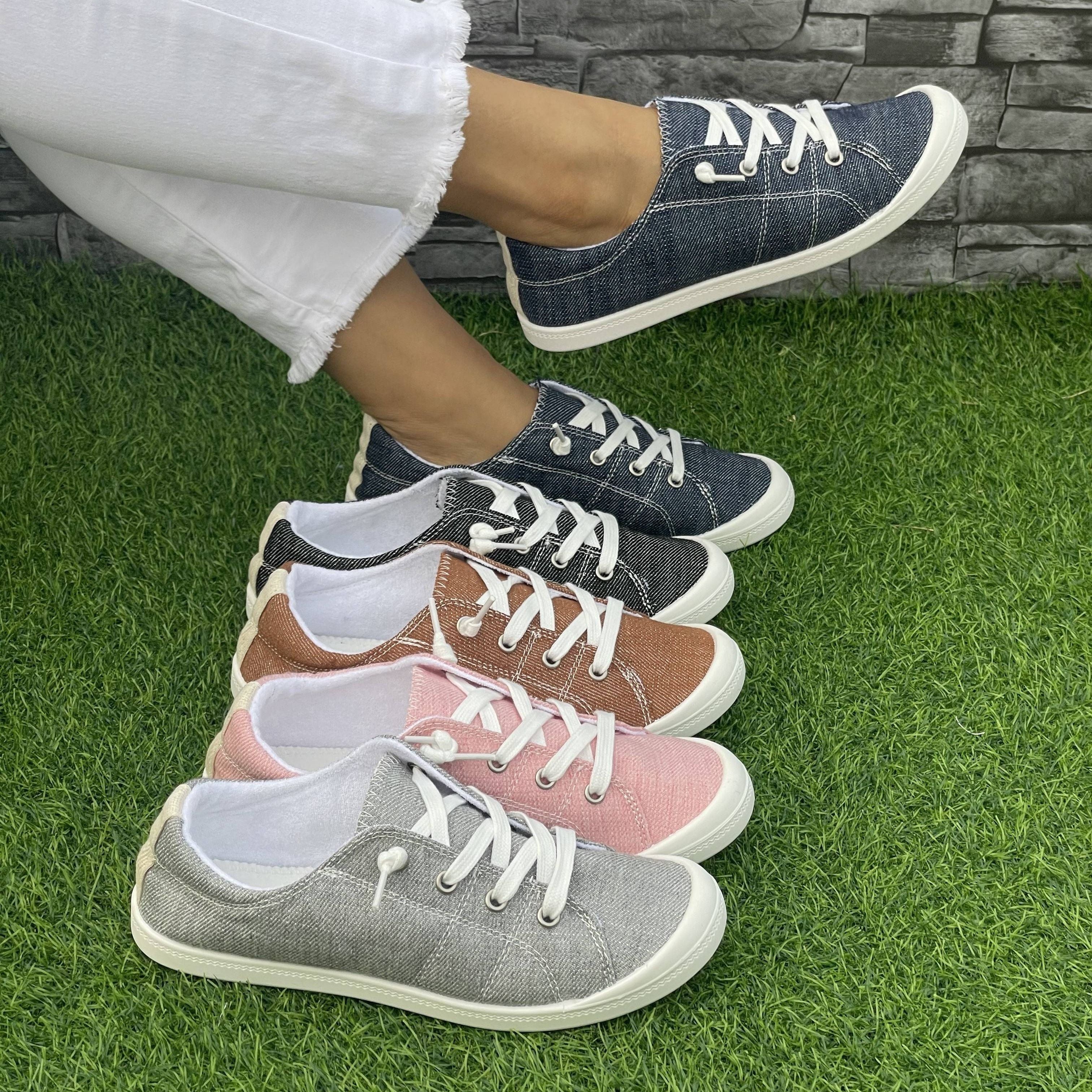 Women's Casual Solid Color Fabric Outdoor Work Shoes All-Season Lightweight