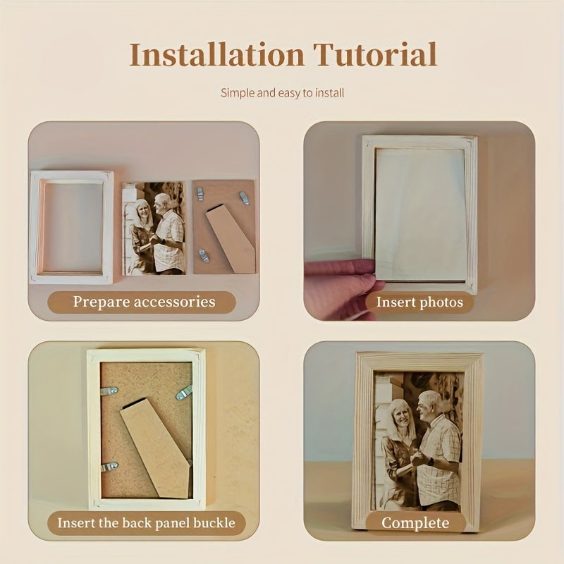 Customized Wooden Photo Frame for Couples Engraved Picture Frame for Wedding and Anniversary