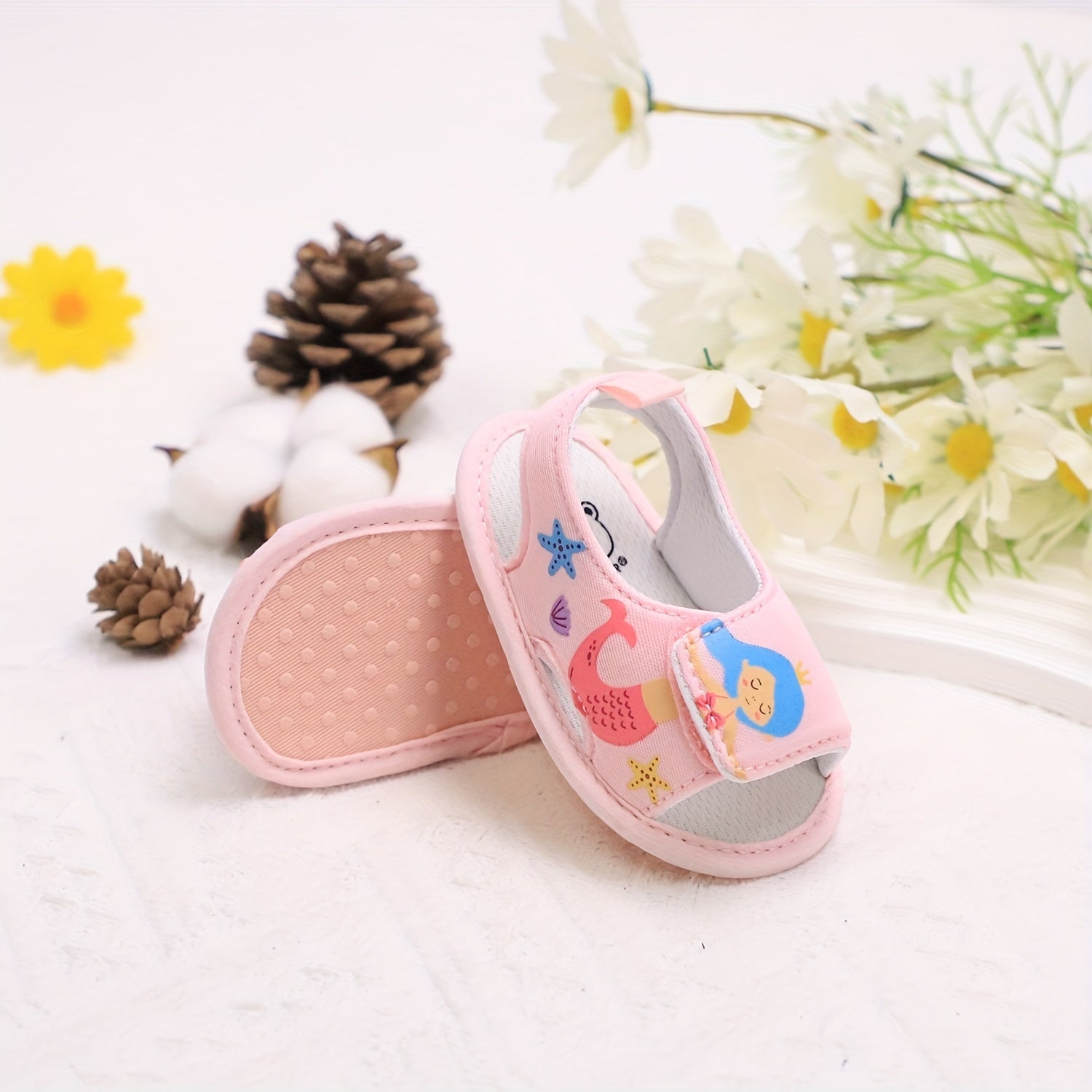 Toddler Baby Girl Mermaid Watermelon Canvas Sandals Open Toe Non-Slip Shoes for Spring Summer Vacation