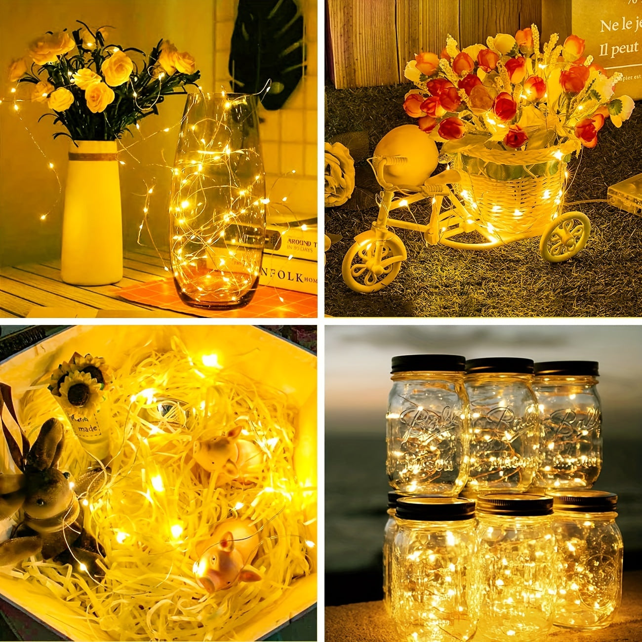 30 luces de hadas LED en blanco cálido, multicolor para bodas, decoración navideña, 97.5cm-198.1cm