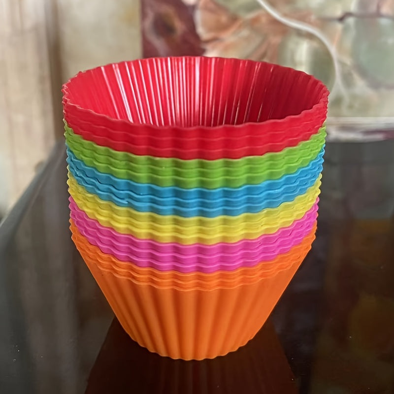 Silicone Baking Cups Set 6 12 or 18 Reusable Muffin Molds for Cakes Candies Puddings