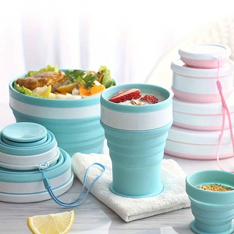 Силиконовый складной стакан для использования в пути. Без BPA и подходит для активного отдыха.