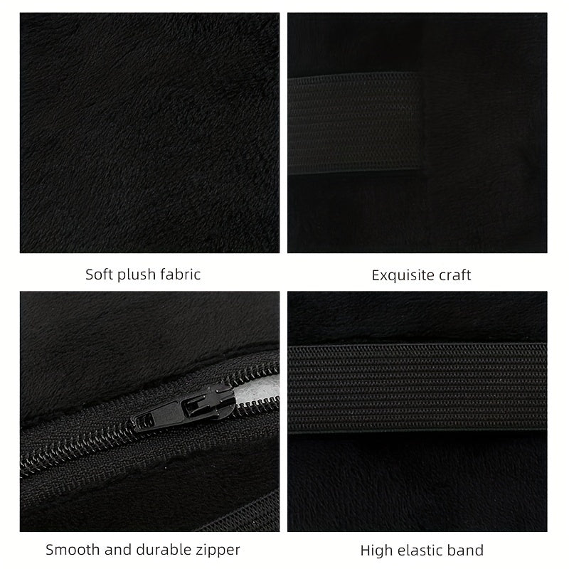 Black Plush Car Headrest and Lumbar Support Pillow for Travel and Vehicles