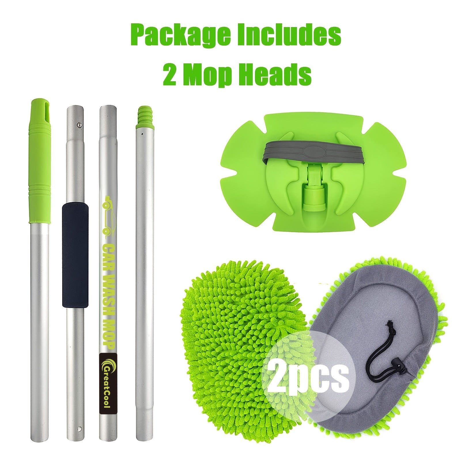 Kit de cepillo para lavado de coches 157.48cm de mango largo, fregona sin rayaduras para coches, camiones, SUV, autocaravanas