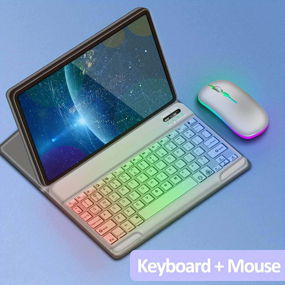 10-Inch Wireless Backlit Keyboard and Mouse Combo with RGB Lighting and Type-C Charging