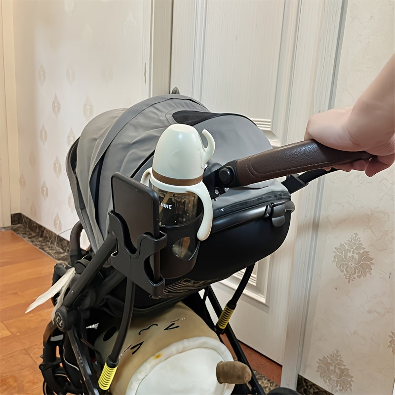 Universal Stroller Cup Holder with Phone Stand Heart-Shaped Durable ABS Easy to Install