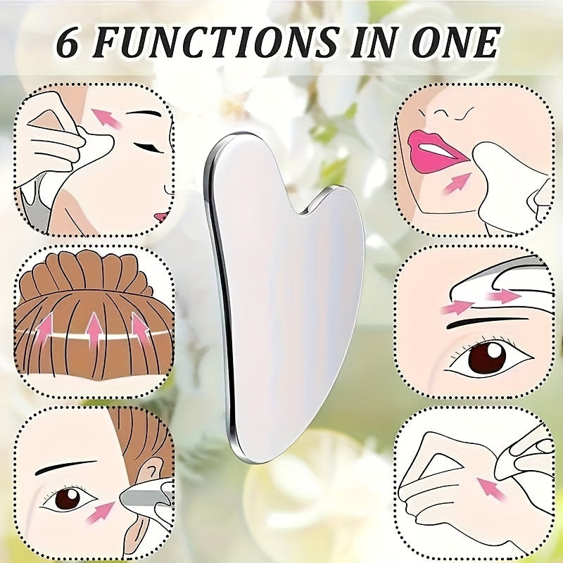 Silicone muz ruloni va zanglamaydigan po'lat Gua Sha to'plami yuz massaji uchun saqlash sumkasi bilan