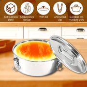 Stainless Steel Multi-Functional Flan Maker with Lid and Handle for Cheesecakes Puddings