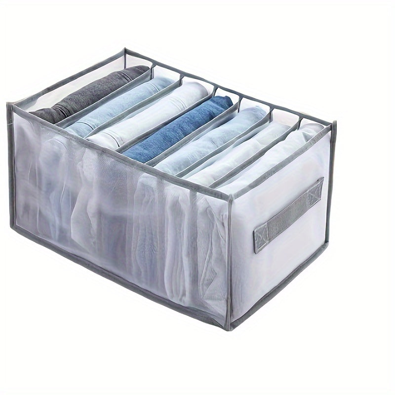 Adult Grey Fabric Wardrobe Clothes Organizer with Handle and 7 Drawers