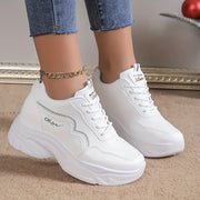 Women's Breathable Mesh Chunky Dad Sneakers White Low-Top Casual Athletic