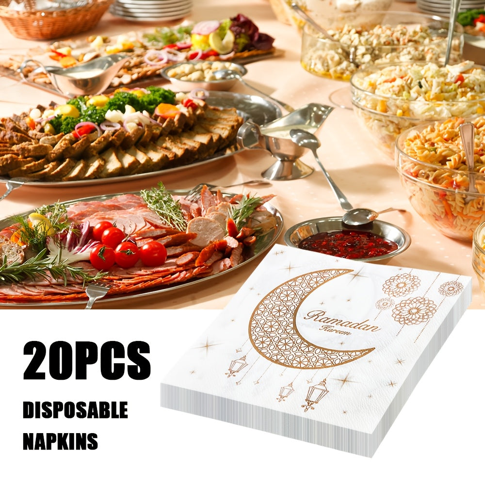 Pack of 20 Disposable Ramadan Table Mats Lanterns Moons 13x33 cm