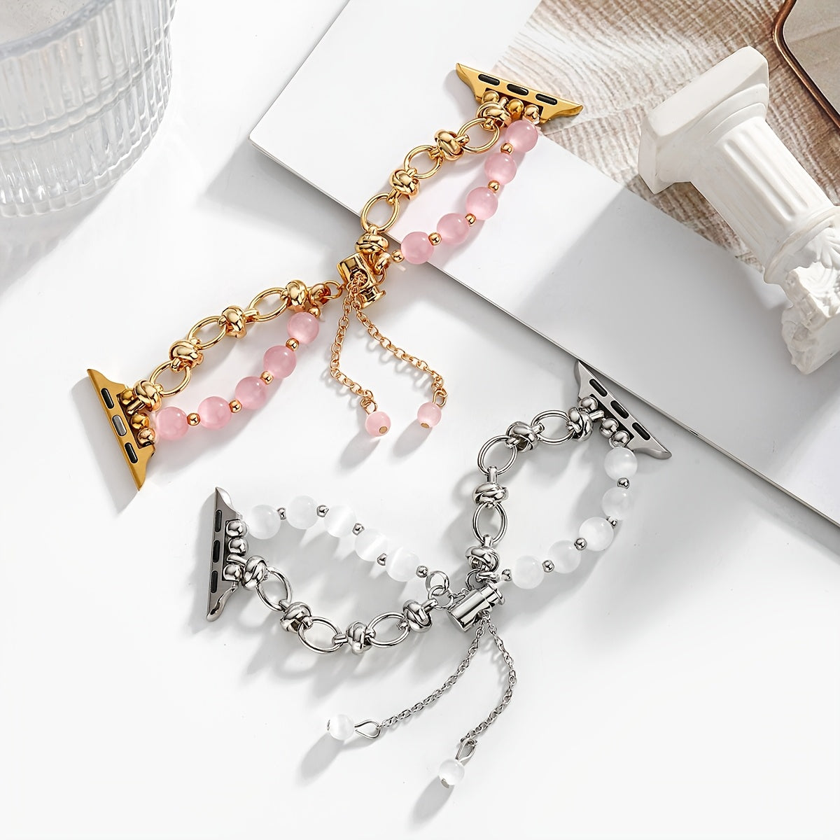 Ladies' Cat's Eye Stone Beaded Watch Strap Fits Apple Watch 38-49mm