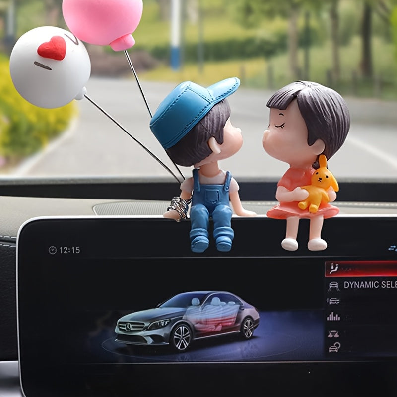 Resin Couple Car Dashboard Figurines for Rearview Mirror Decoration Gift for Men and Women