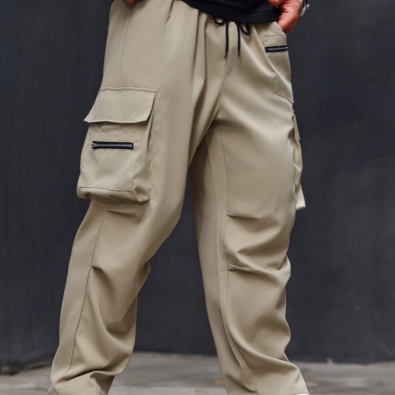 Plus Size Men's Cargo Pants Athletic Casual Regular Fit Solid Polyester