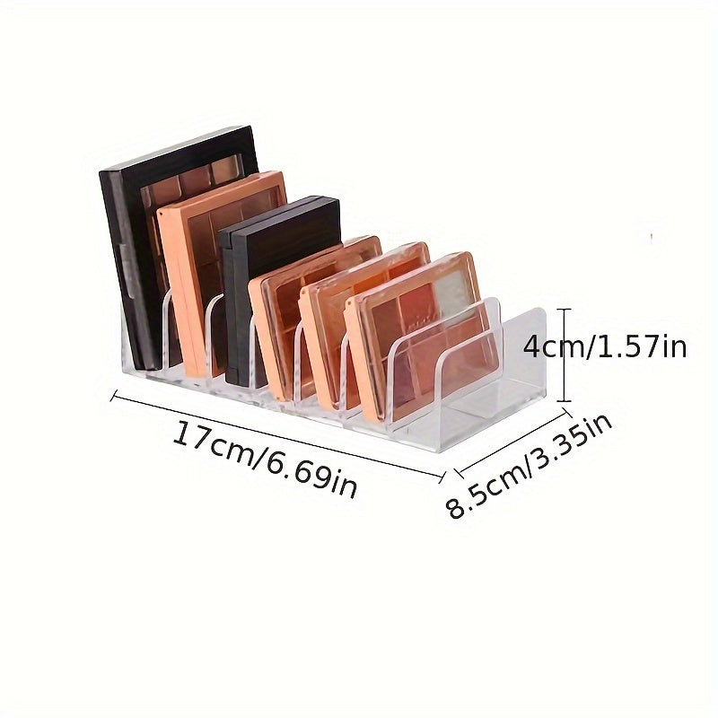 Clear Acrylic Makeup Organizer with 7 Grid Storage for Eyeshadow and Cosmetics