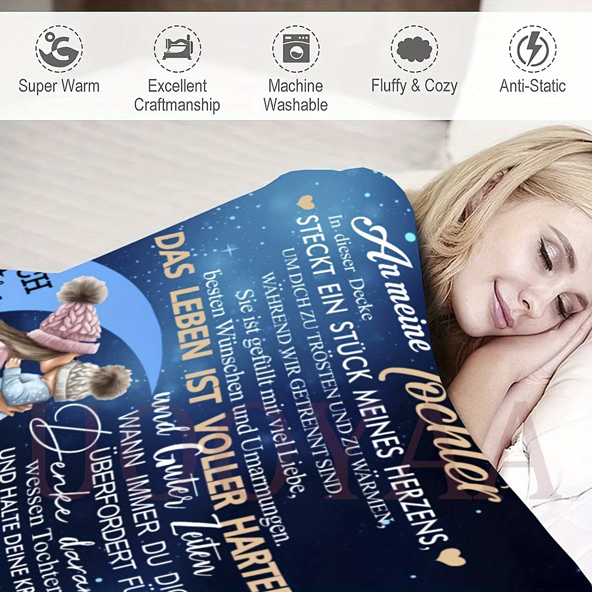 Flannel Blanket for Women with Envelope Design Soft Warm Gift for Daughter