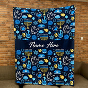 Happy Hanukkah Flannel Throw Blanket Cozy Soft Cuddle Gift